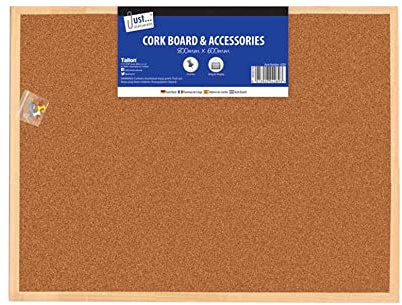 TENLITE 600 x 800mm Cork Push Pin Wooden Framed Notice Board – Ideal for Office, School & Home Use for Messages, Notices, and Organization.