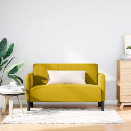 Holamys Zweisitzer-Sofa Gelb 109 cm Samt, Weich Komfortabel Couch, Robustes Wohnzimmer Möbel, Modernes Design Schlafsofa, Max. Belastbarkeit 220 kg