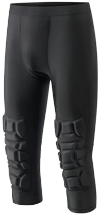 Topeter Basketball Pants with Knee Pads & Cup Slot, 3/4 Compression Leggings Capri Tights for Volleyball, Workout Black XL