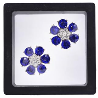 POABXYHD 2 Stück Strass Knopfabdeckungen, Blumen Manschettenknöpfe, Florale Hemdknöpfe für DIY Hochzeitsgeschenke und Festliche Anlässe (blau, 22mm 2St)