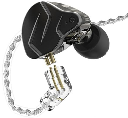 TARSHYRY Trådbundna Hörlurar DIY-Hörlurar 1BA+1DD Hybrid Driver HIFI DJ Running Sport Earbud 3,5 Mm Trådbundna med Premium Silverpläterad Tråd Guldpläterad Kontakt för (Svart)