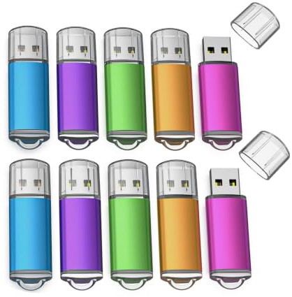 JOIOT USB Sticks 16GB Multipack 10x 16GB Metall Wasserdicht, USB 2.0 Speicherstick High Speed Memory Stick, Flash Drive Kompatibel mit PC Laptop Auto TV, 10 Stück Bunt Set