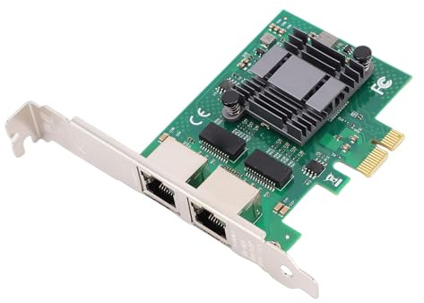 Plyisty Tarjeta Adaptadora de Red Gigabit Ethernet, 10/100/1000Mbps Puertos RJ45 Duales Tarjeta de Red Gigabit Ethernet PCI Express con Soporte de Perfil bajo para Computadora PC de