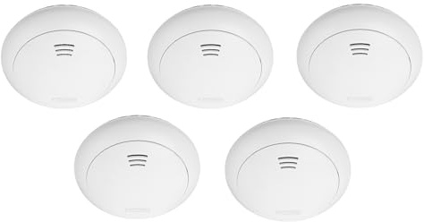 ABUS Rauchmelder für die Funk-Alarmanlage Smartvest Pro - Funk-Rauchwarnmelder für Kinderzimmer, Schlafzimmer, Flure, Küche - Schraub- oder Klebemontage - DIN EN 14604 geprüft - weiß - 5er Set