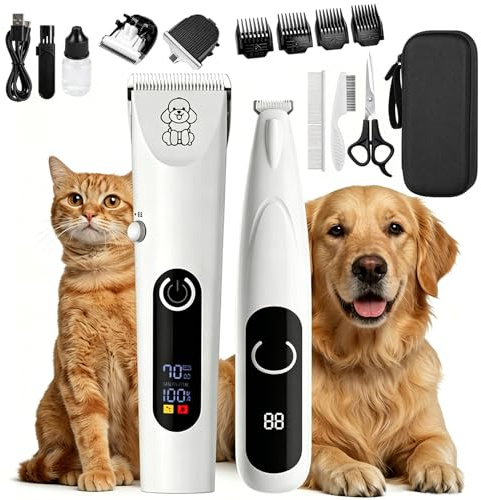 Tondeuse pour chiens Moravon — Lames en céramique tranchantes, moteur silencieux et fonctionnement sans fil pour un toilettage confortable et soigné chiens et chats