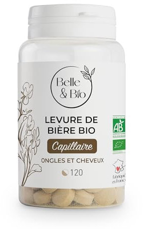 CHEVEUX FORTS & BRILLANTS - Levure de Bière Bio certifiée Ecocert - 120 comprimés - Cure 1 mois - Complément Alimentaire BELLE&BIO - Fabriqué en France