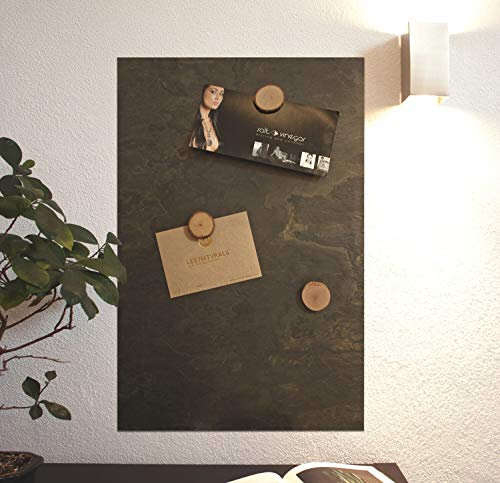 Magnettafel Echt Schiefer 4 In 1 (Magnetwand+Kreidetafel+Pinnwand+Wandbild) Naturstein Magnetboard inkl 1x Steinmagnet und 1x Kreidestück Größen 30x60 cm, 40x60cm,80x60cm(Green Inferno, 40xm x 61cm)