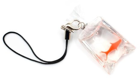 Miniblings Goldfischtüte Handyanhänger Handyschmuck Goldfisch Fisch Koi | Kleiner Anhänger zum Kombinieren, aus Berlin, mit Haustier