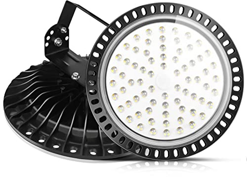 Viugreum 2 Pack 300W UFO LED High Bay Light, 30000LM Ultra Thin LED Warehouse Lighting 6500K Daylight White, IP65 Waterproof Commercial Bay Lighting Shop Area Workshop Garage Lights Fixtures