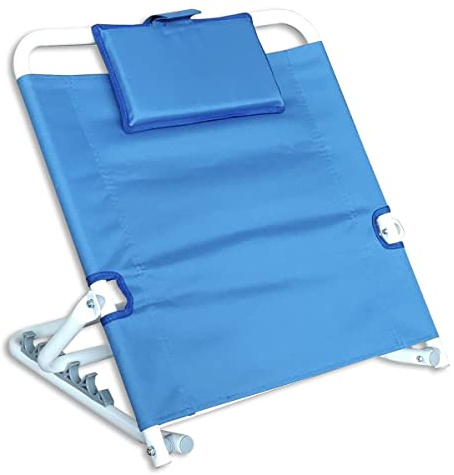 Ausilium Alzacuscino Schienale Regolabile in 5 Posizioni, Struttura in Acciaio, Rivestimento in Nylon Traspirante, Poggiatesta Imbottito, Ideale per Lettura, Relax e Pasti a Letto