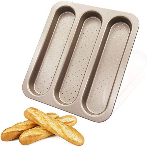 Bandeja para Baguettes Molde para Hacer Baguettes Antiadherente Utensilios Molde de Pan Francés Perforada Espesar Acero Carbono No Deformado