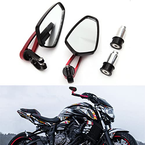 JMTBNO Specchietto Moto Manubrio, 7/8 22mm Specchietti Moto Retrovisore Laterale per Street Bike Scooter Quad Cafe Racer Z125 Z650 Z750 Z900 MT07 MT09 MT10 XJ6 Monster 696 797 959 (Rosso)