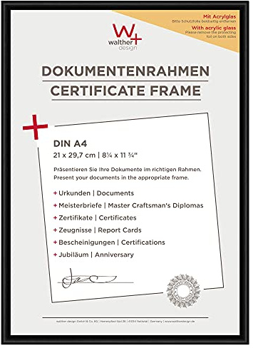 walther design Cadre photo walther design noir 21 x 29,7 cm (DIN A4) avec verre d’art, cadre en plastique New Lifestyle KVX130B