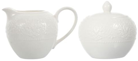 HEMOTON 2 Pz Set Zuccheriera Lattiera Brocca Per Servire Il Latte Zuccheriera Reale Brocca Per Cremiera in Porcellana Brocca Per La Crema Del Tè Bicchiere Bianca Multifunzione Ceramica