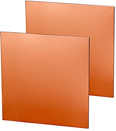 QWORK® 2 Stück Kupferplatten, 99% Reines Kupferblech 1mm Dick für Metallhandwerk, Schmuckherstellung, Leiterplattendruck und mehr (100 mm x 100 mm x 1mm)