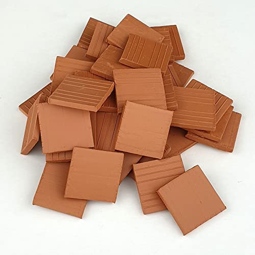 Baldosas en miniatura. Baldosa cuadrada roja 25 Mm. (70 u.)