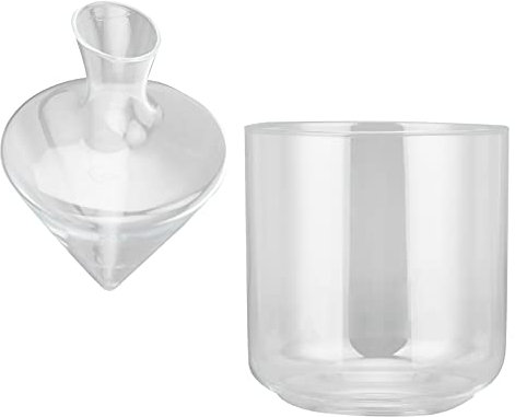Alvinlite Juego de enfriador de decantador de vino con cubo de hielo, jarra de vidrio enfriador de 1000 ml, perfecto para accesorios de vino tinto y blanco para decantador de bar de cócteles
