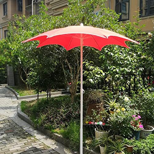 Ombrellone da Giardino Portatile Piccolo, Ombrellone da Giardino da Spiaggia da 1,6M, Rosso, Regolabile in Altezza, Senza Base, Decorazione con Frange di Stelle (Opzionale) (Size : Without Tassel)