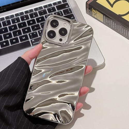 QLTYPRI Niedliche Hülle für iPhone 12/iPhone 12 Pro, 3D Wellenform Silikon Handyhülle für Frauen Mädchen Weiche Silikon Bumper Schutzhülle Stoßfest Case für iPhone 12/12 Pro - Silber