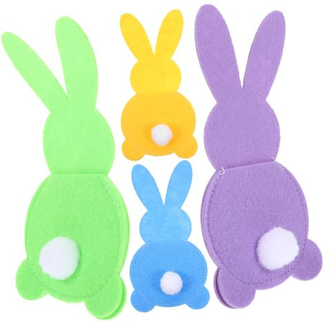 MAGICLULU 4stücke Kaninchen Besteckhalter Für Ostern Niedliche Tischdekoration Für Familienfeiern Und Partys Praktische Aufbewahrung Für Besteck Und Utensilien Für Festliche Anlässe