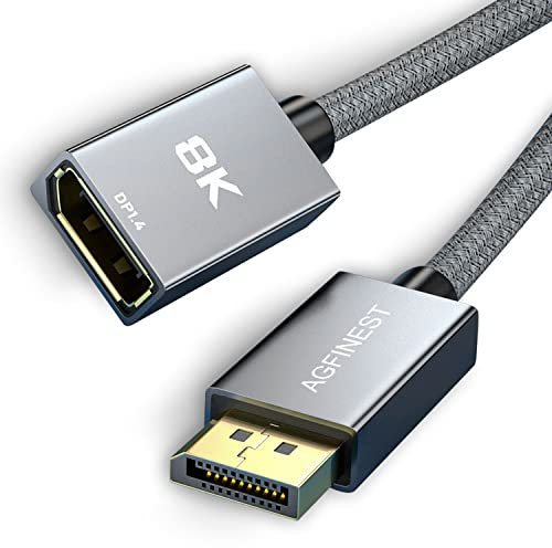Cavo di Prolunga DisplayPort [Certificato VESA], 8K@60Hz 4K@144Hz 2K@240Hz, HBR3,32.4Gbps, HDR, DSC 1.2, HDCP 2.2, G-Sync&FreeSync, DP 1.4 per Monitor da Gioco, Scheda Grafica, Laptop, TV (2M)