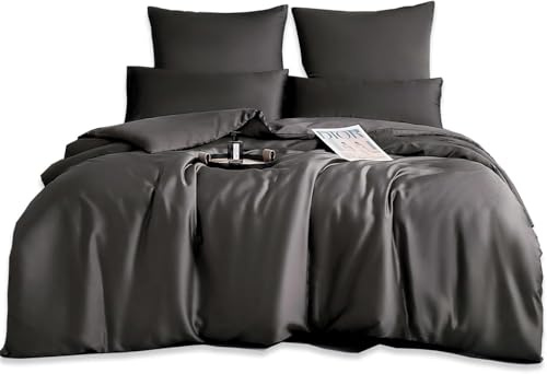 MH MYLUNE HOME Tencel Lyocell Bettwäsche 135x200+40x80 cm,2-TLG,Dunkelgrau
