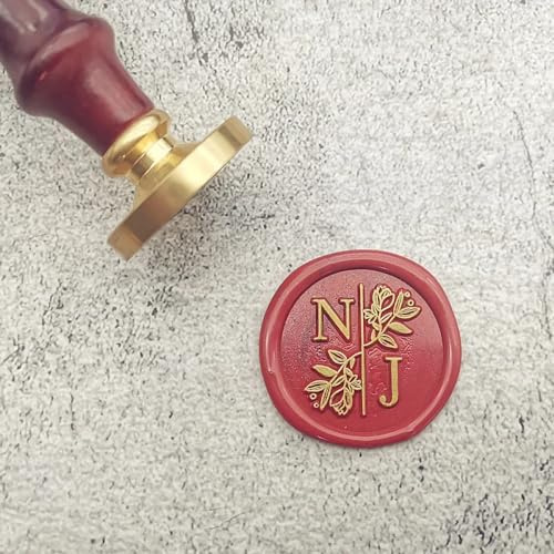 CEDNXOER Wachssiegelstempel mit doppeltem Namen, personalisierbar, 2 Initialen, Buchstabenstempel, Siegelwachs, Hochzeit, Wachssiegelstempel, individuelle personalisierte Einladungen, Umschlag