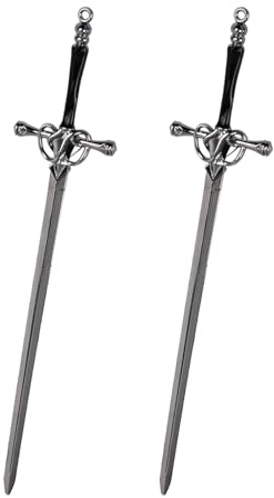 2 Pcs Schwert Haarnadeln, Chinesische Haarstab Haarstäbchen Metall, Elegant Vintage Haargabel Einfach für Frauen Mädchen, Schöne Haarschmuck für Feste Frisur Haar Dekoratives (Schwarz)
