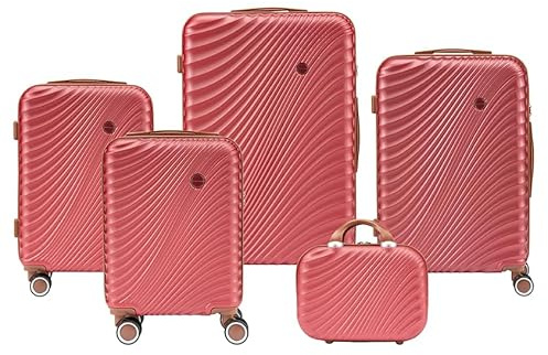 Convector Set Quattro Trolley + Beauty Case Da Viaggio, Valigie Rigide in 5 Dimensioni Con Ruote Girevoli a 360 °, Lucchetto TSA e Struttura in ABS Doppio Strato, Antigraffio e Antiurto