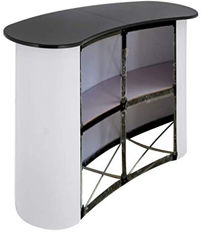 Messe-Pop-Up-Tisch – Büro-Empfangs-Schreibtisch, Willkommenseinheit, gebogene Ecken, Einzelhandels-Theke, Vitrinen-Display, Kassenständer, Ausstellungstisch (130 x 40 x 90 cm)
