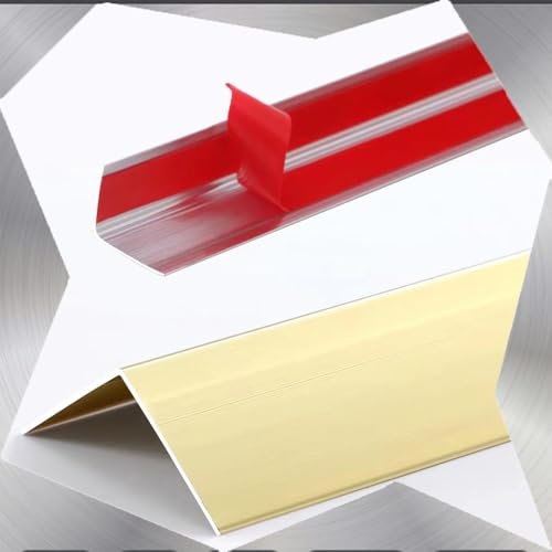 QSPNVFB Aluminium Kantenschutzprofil Wandleistenleiste, Selbstklebend L-Form Abschlussprofil Für Wand Boden Stufen Schranktür Eckschutzprofil Schranktür(Gold,W 3CM (1 1/5 inch))