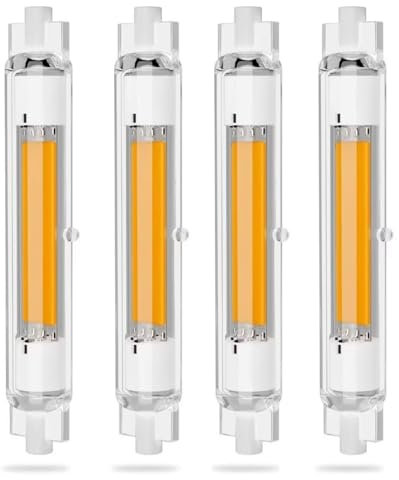 R7S LED 118mm Dimmbar Lampen, 30W LED R7S Glühbirne Ersatz für 300W Halogen Leuchtmittel, R7S LED COB Lampen Kaltweiß 6000K 3000LM, Kein Flackern, 360°Abstrahlwinkel LED Stab, 4er-Pack
