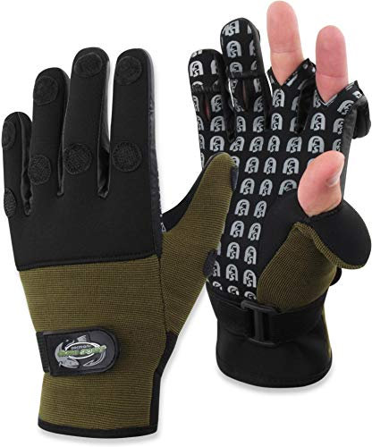 normani Camou Tarnhandschuhe zum Angeln Wasser- und Winddicht Angelhandschuhe Fleecegefüttert Fishingsports Anglerhandschuhe 2,5 mm Titanium-Neopren Farbe Schwarz Größe XXL