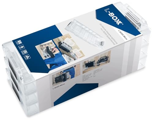 L-BOXX Micro - Caja Organizadora Transparente Apilable con Separadores Flexibles 259 x 106 x 42 mm - Compatible con System, Mini, XL y ProClick - Capacidad de 1 kg
