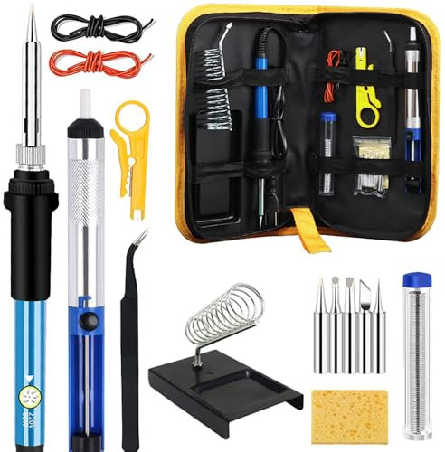 Kit Soldador de Estaño, Estuche 10 en 1, 60W - 220V, Temperatura Ajustable de 200-480ºc