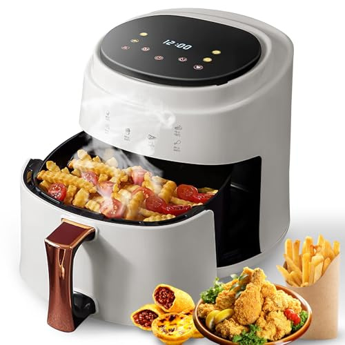 Friggitrice senza olio Air Fryer 8L 1400W Friggitrice ad aria calda tecnologia Rapid Air con display touch LED, 6 programmi, finestra rimovibile, controllo termostato regolabile, basso rumore (bianco)
