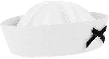 CHILDWEET Sailor Hat Bowknot Sailor Hat Women Men Accessory Dressing Party Cosplay Prop for Stage Performance and Party Decor White