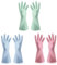 YTPAFK Washing Up Gloves, 3 Pairs Reusable Rubber Cleaning Gloves for Kitchen and Bathroom, Waterproof Dish Washing Gloves with Non-Slip Design, 12inch (31cm) in Pink, Blue, Green