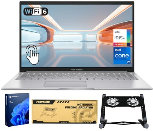 ASUS Vivobook Ordinateur portable professionnel de 15,6, écran tactile FHD, Intel 10-Core i7-1355U, 40 Go de RAM, 2 To SSD, KB rétroéclairé, HDMI, Win11Pro, ensemble avec radiateur pliable PCO pour