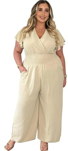 Crazy Fashion Jumpsuit For Women Elasticated Waist V-Neck Harem Wide Leg Dungarees Overalls Joggers Long Pants Baggy Trousers Summer Short Sleeve Wide Rompers Collar Loose Playsuit UK 12-24