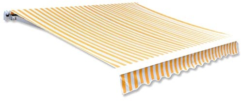 IKAYAA Tela de Repuestos para Toldos 300 x 250 cm, Toldo de Lona, Techo de Repuesto para Toldo, Telas para Toldos para Patio Terraza Jardín, Amarillo y Blanco