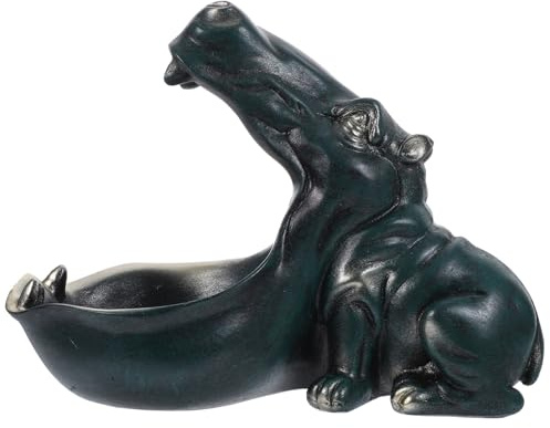 CLISPEED Flusspferd-skulptur-harzbox Bonbonglas Für Schreibtisch Bonbonschale Fürs Büro Schlüsselhalterschale Aufbewahrungsbox Für Schmuck Einzigartiges Dekor Für Inneneinrichtung