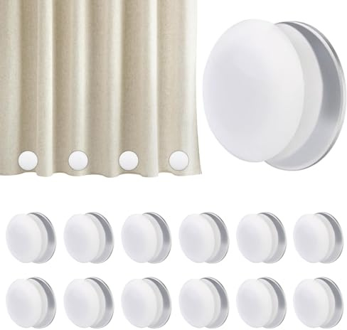 ZhouWei 12 Pezzi Rotondo Magnetico Tenda Pesi, Calamite per Tende da Interno Impermeabile Durevole Magneti Pesi per Tende da Esterno Ferma Tovaglia, per Ristoranti da Doccia Tovaglie (Bianco)