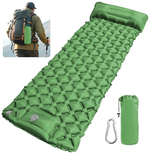 TPVUPC Materassino Campeggio Autogonfiante, Materassino Autogonfiabile con Pompa a Pedale, Ultraleggero Materassino Trekking per Outdoor, Arrampicata, Campeggio,Pesca, Spiaggia, Verde