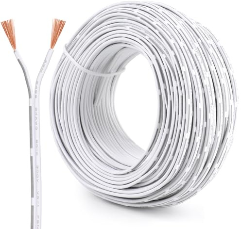 30 Meter 24AWG 2x0,20mm² Elektrischer Draht, Reines Kupfer 2 Adrig Draht 12V/24V/240V Stromdraht, Flexibel und Weich, Niedrige Impedanz, Hohe Temperaturbeständigkeit Verlängerungsdraht
