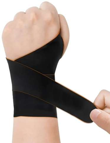 GAZIL Ultra Tunn 1,2mm Handledsstöd Högerhand, Karpaltunnel Handledsskydd med Silikonmassagepunkter, Andningsbar Spandex Stabiliserare (Svart/Orange)