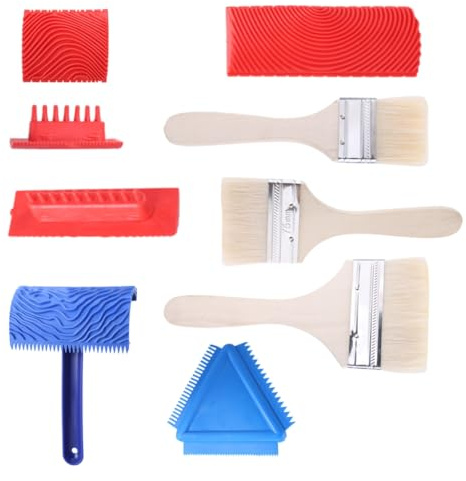 9-teiliges Holzmaserungs-Malwerkzeug-Set, Gummi, empaistische Maserung, Musterwalze