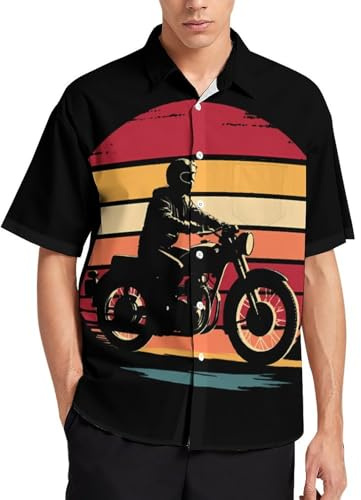 Vintage Motorbike Got Dirt Mens Button Down Shirts Short Sleeve Casual Shirt Summer Beach