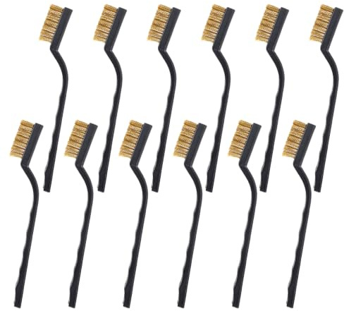 12 Pièces Brosse Laiton, Petite Brosse Metallique, Petite Brosse de Nettoyage en Laiton, Compactes Et Faciles à Transporter, Pour éliminer La Rouille Et Le Calcaire, Un Outil de Nettoyage Polyvalent