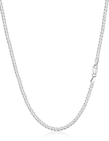 Silvora Collar Hombre Mujer Plata 925 Cadena Cubana Eslabones 3mm 46cm